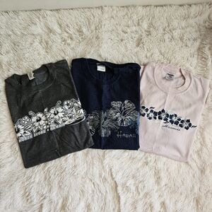 Hawaii Graphic T-Shirts - Pink, Navy, Gray